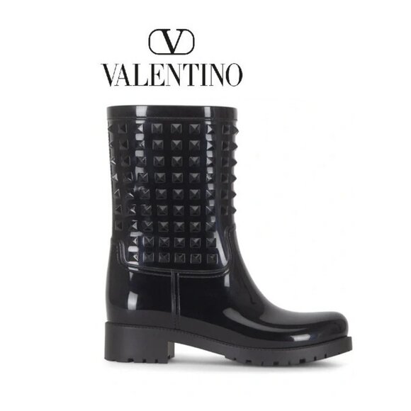 VALENTINO STUDDED RAIN BOOTS sz 40 - Picture 1 of 13